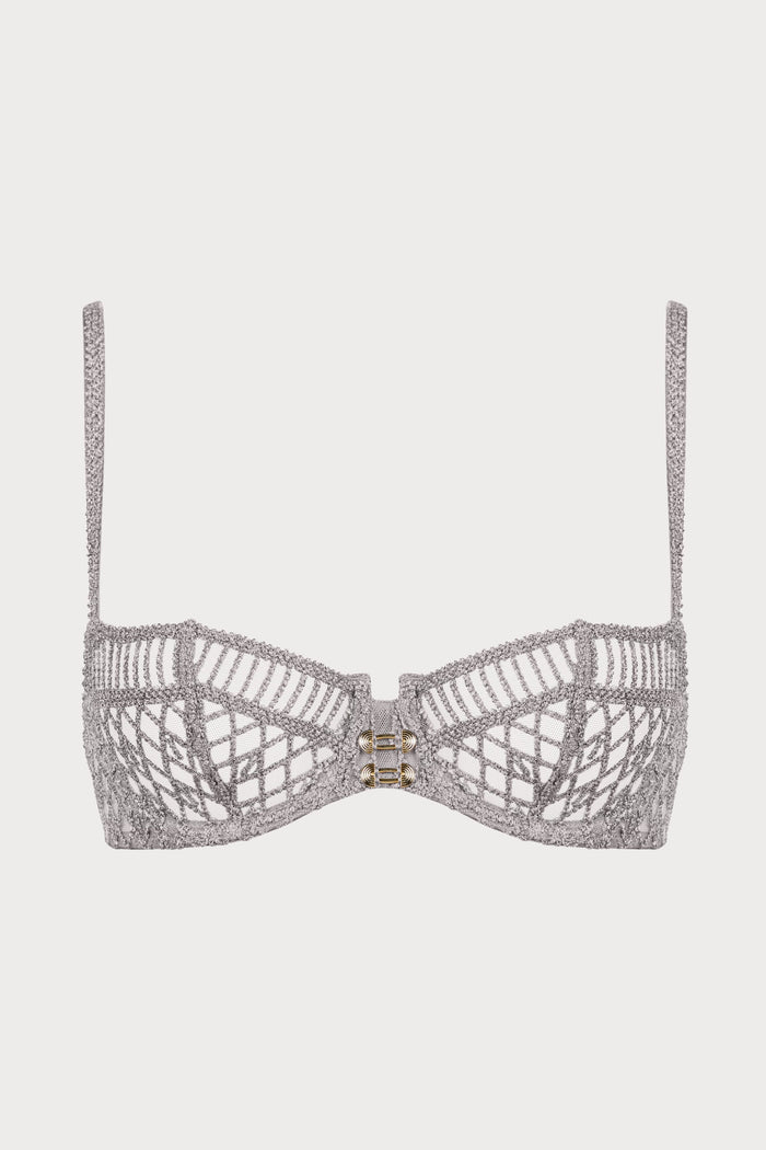 Stardust Dream Silver Embroidery Half Cup Bra