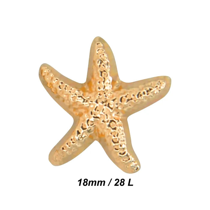 Starfish Gold Metal Buttons | 18mm