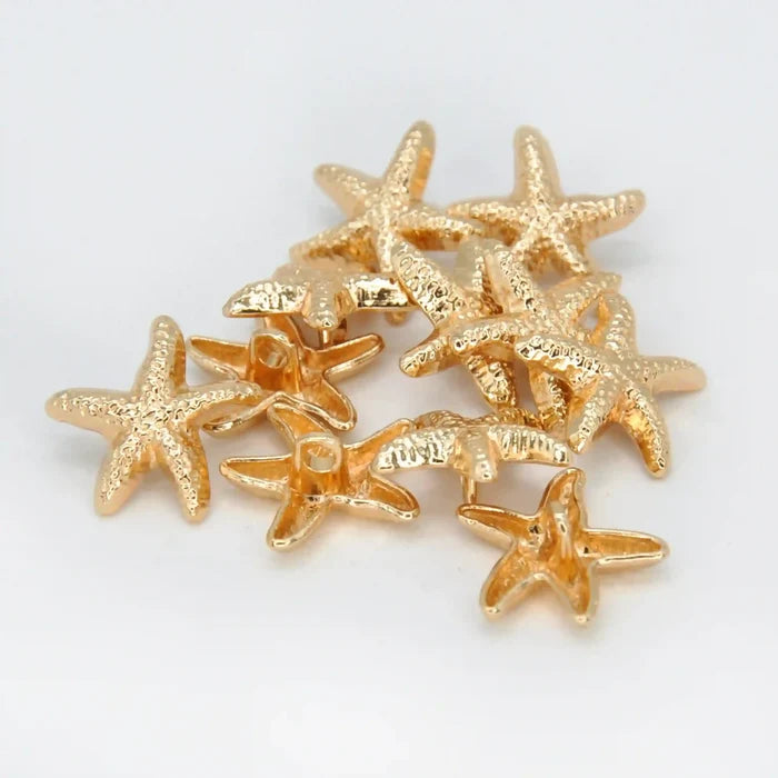Starfish Gold Metal Buttons | 18mm