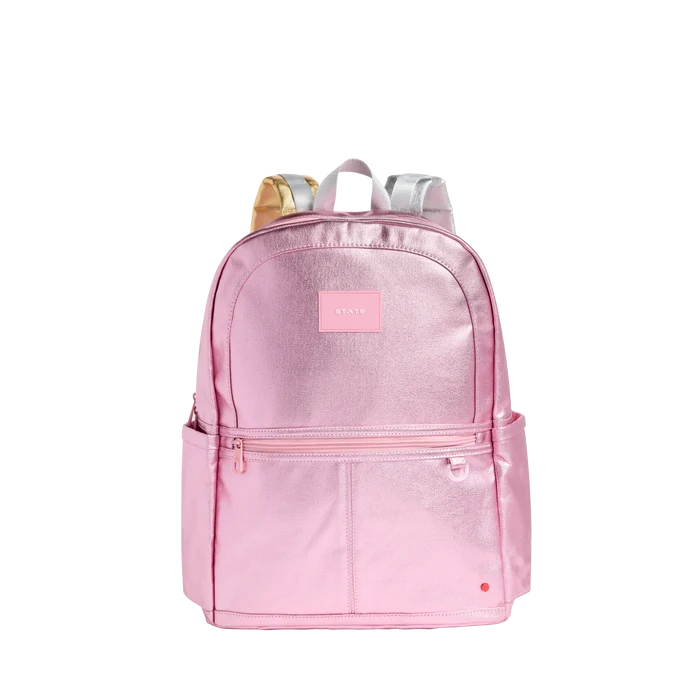 State Bags - Kane Double Pocket Large Backpack - Pink/Silver