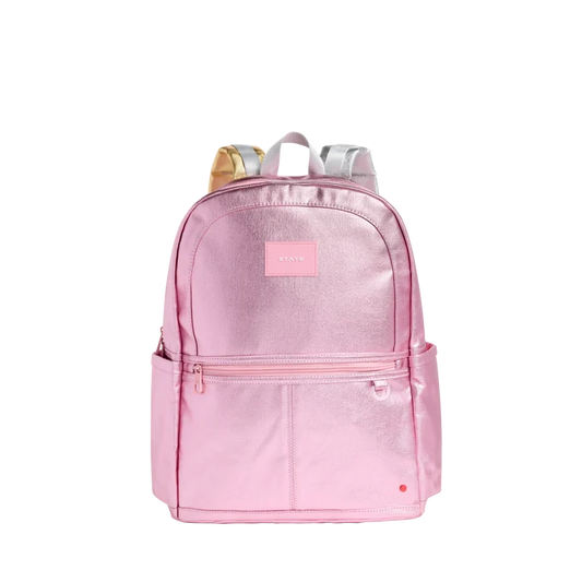 State Bags - Kane Double Pocket Large Backpack - Pink/Silver