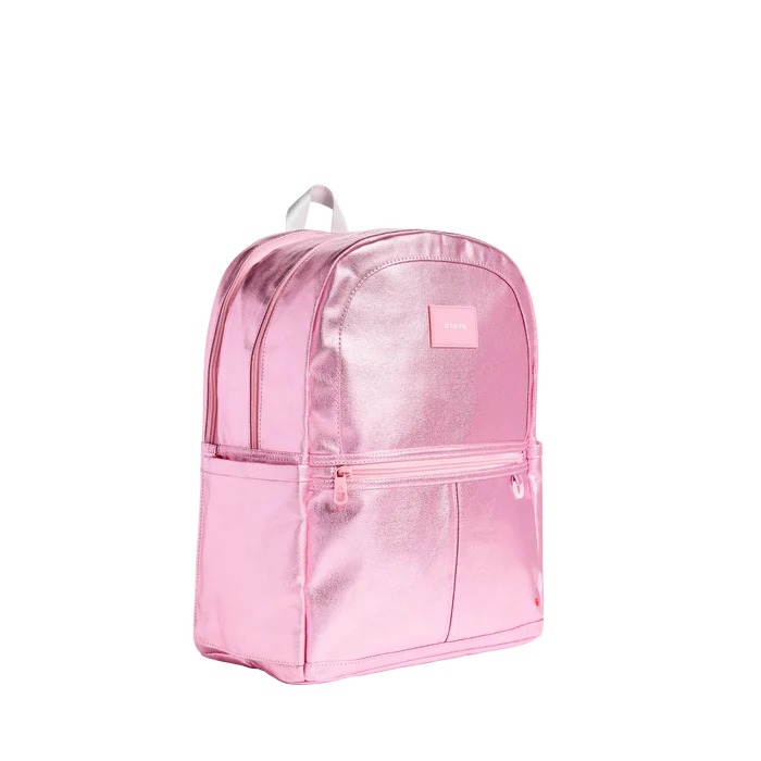 State Bags - Kane Double Pocket Large Backpack - Pink/Silver