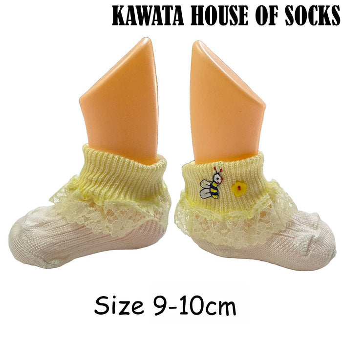 Stock Clearance 3 Pairs Baby Bee Lace Socks Age 3-8 months old Size 9-10cm