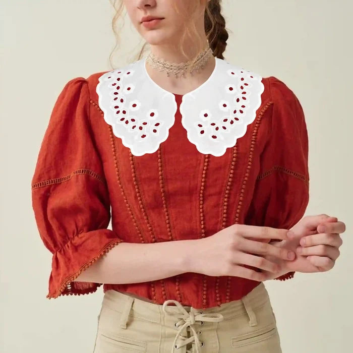 Ani Accessories stylish Peter Pan collar with smooth rounded shape, ideal for sewing on dresses, tops and kurtis