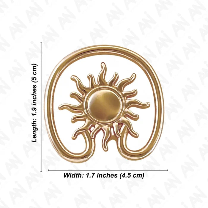 Ani Accessories Sun Spiral Golden metal Buckle Size in the white background.