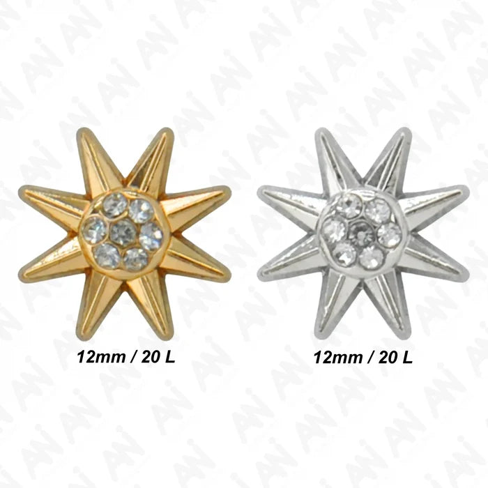 Sunburst Design Rhinestone shirt Buttons | 12mm(20L)