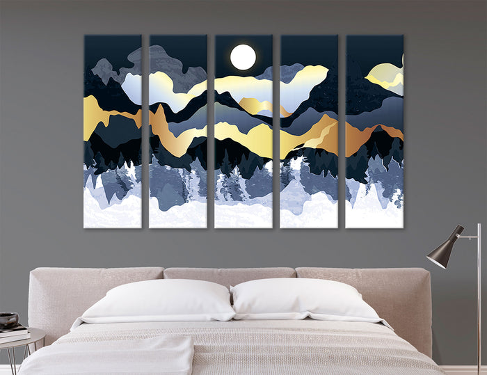 Sunset Sunrise Scandinavian Modern Nordic Set 5 Canvas Print #7599