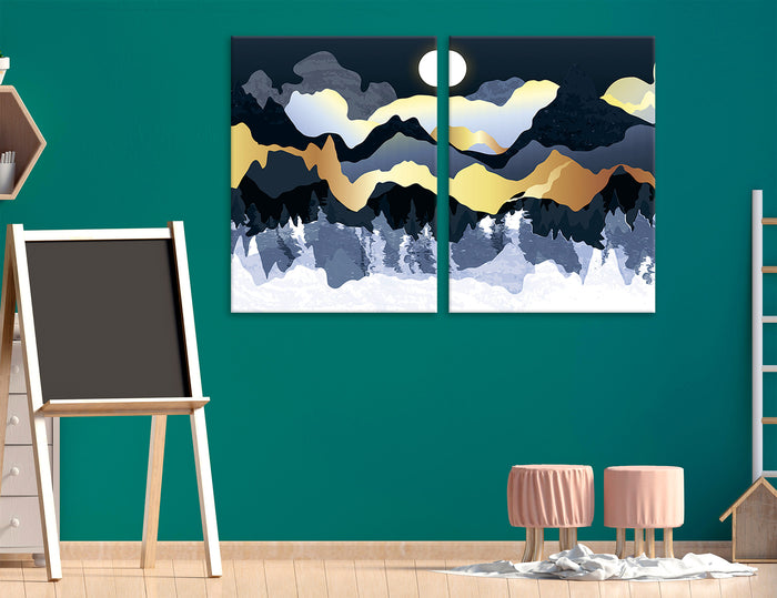 Sunset Sunrise Scandinavian Modern Nordic Set 5 Canvas Print #7599