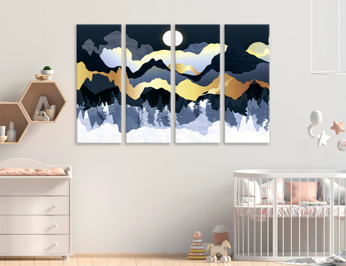 Sunset Sunrise Scandinavian Modern Nordic Set 5 Canvas Print #7599