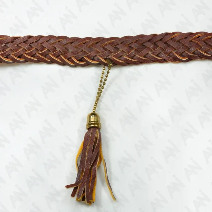 Ani Accessories brown suede belt comes in braided belt straps with hanging tassel. Suede belts are perfect for saree belt, adjustable belt & waist belt for women.