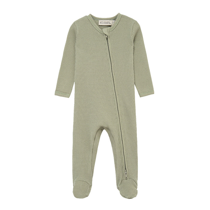 Tea Waffle Zipper Footed Romper - Babies in Bloom