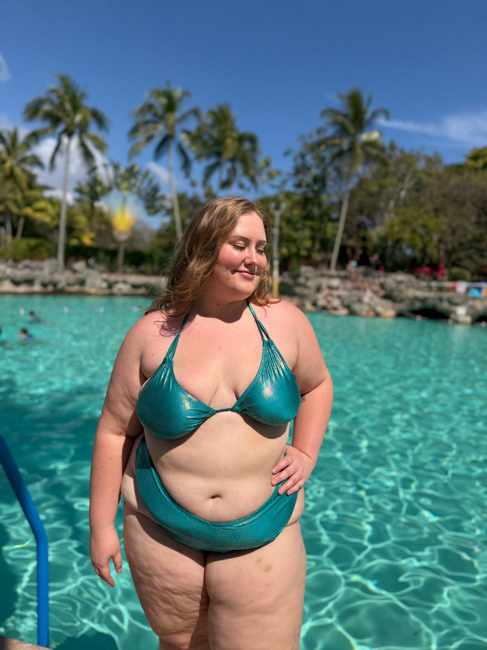 Teal Shimmer Triangle Bikini Top