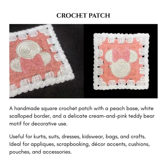 Teddy Bow Crochet Patch