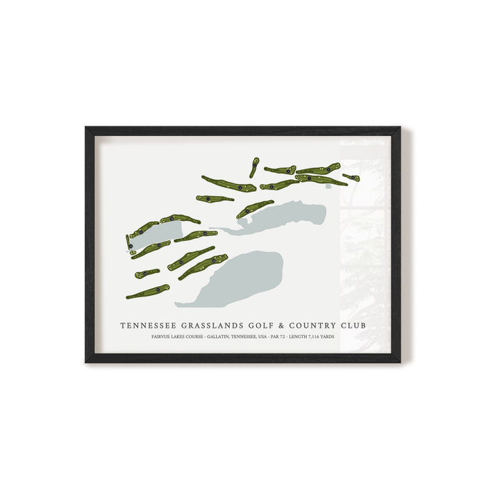 Tennessee Grasslands Golf & Country Club - Fairvue Lakes Course | Golf Course Print | Black Frame