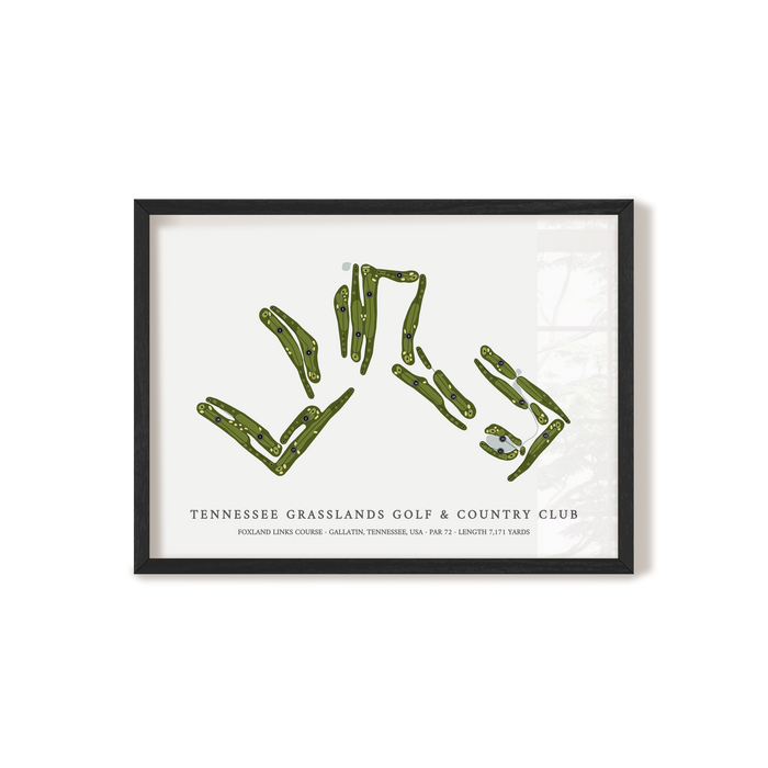 Tennessee Grasslands Golf & Country Club - Foxland Links Course | Golf Course Print | Black Frame
