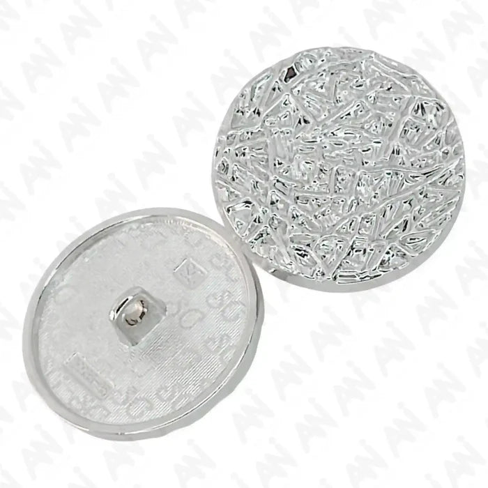 Textured Design Matte Silver Metal Buttons | 25mm(40L)