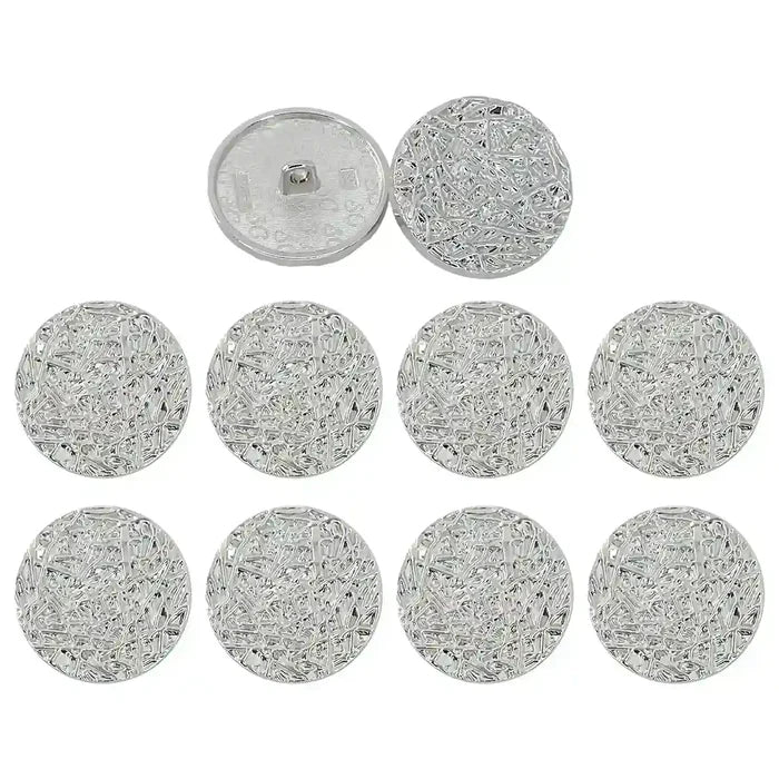 Textured Design Matte Silver Metal Buttons | 25mm(40L)