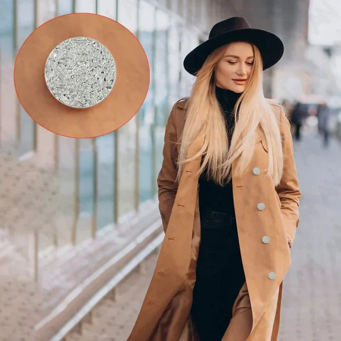 Textured Design Matte Silver Metal Buttons | 25mm(40L)
