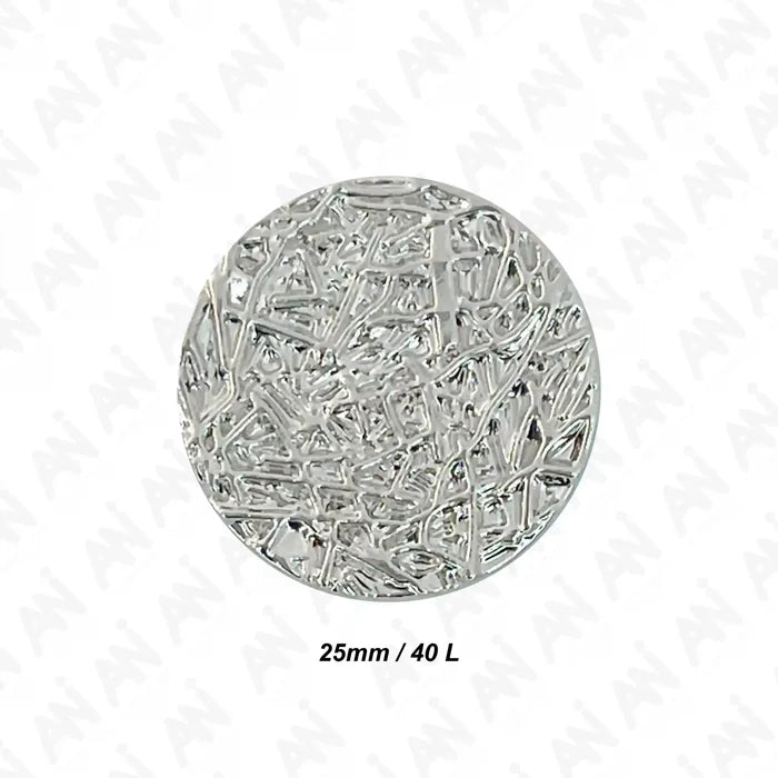Textured Design Matte Silver Metal Buttons | 25mm(40L)