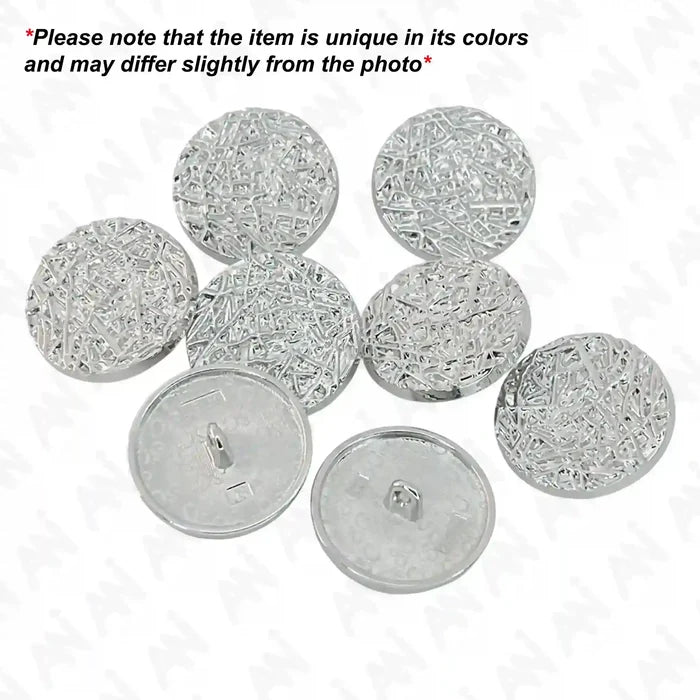 Textured Design Matte Silver Metal Buttons | 25mm(40L)