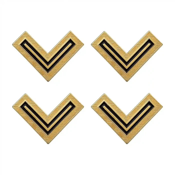 Textured Gold Enamel Chevron Collartips