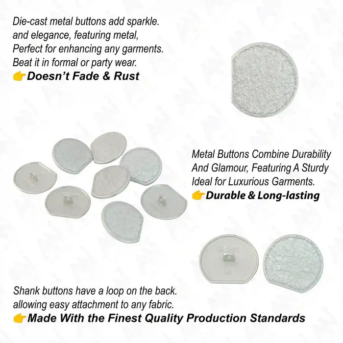 Textured Matte Silver Button | 25mm(40L)