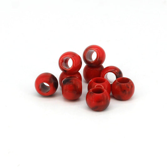 Textured Red Black Resin beads