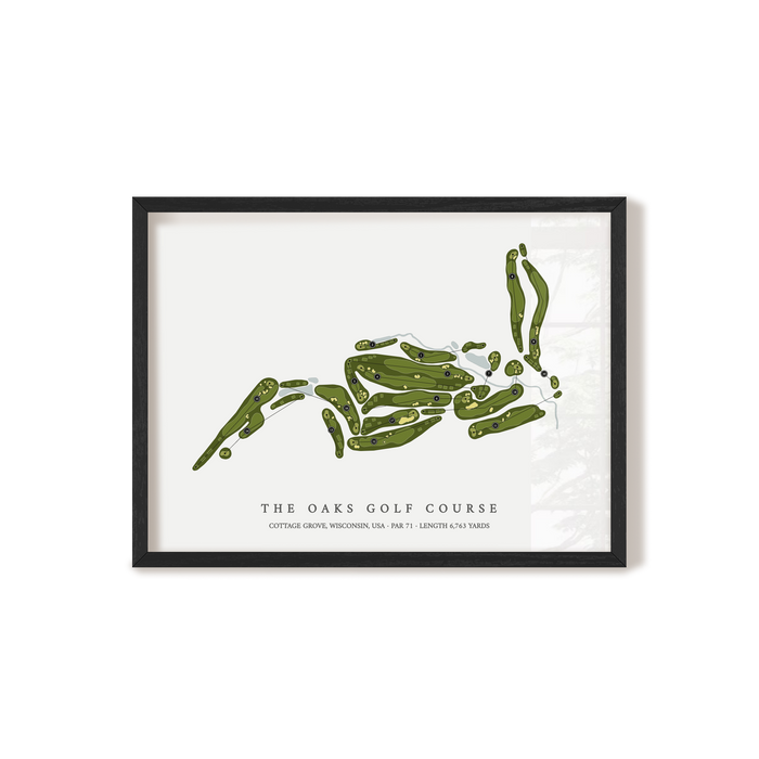 The Oaks Golf Course | Golf Course Map | Black Frame