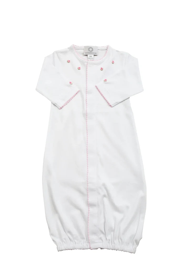 The Proper Peony - Pima Converter Gown - White with Pink