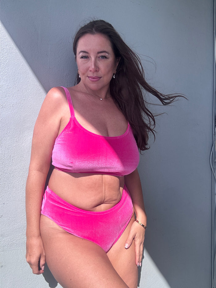 Tickle Me Pink Velvet French Cut Bikini Bottom