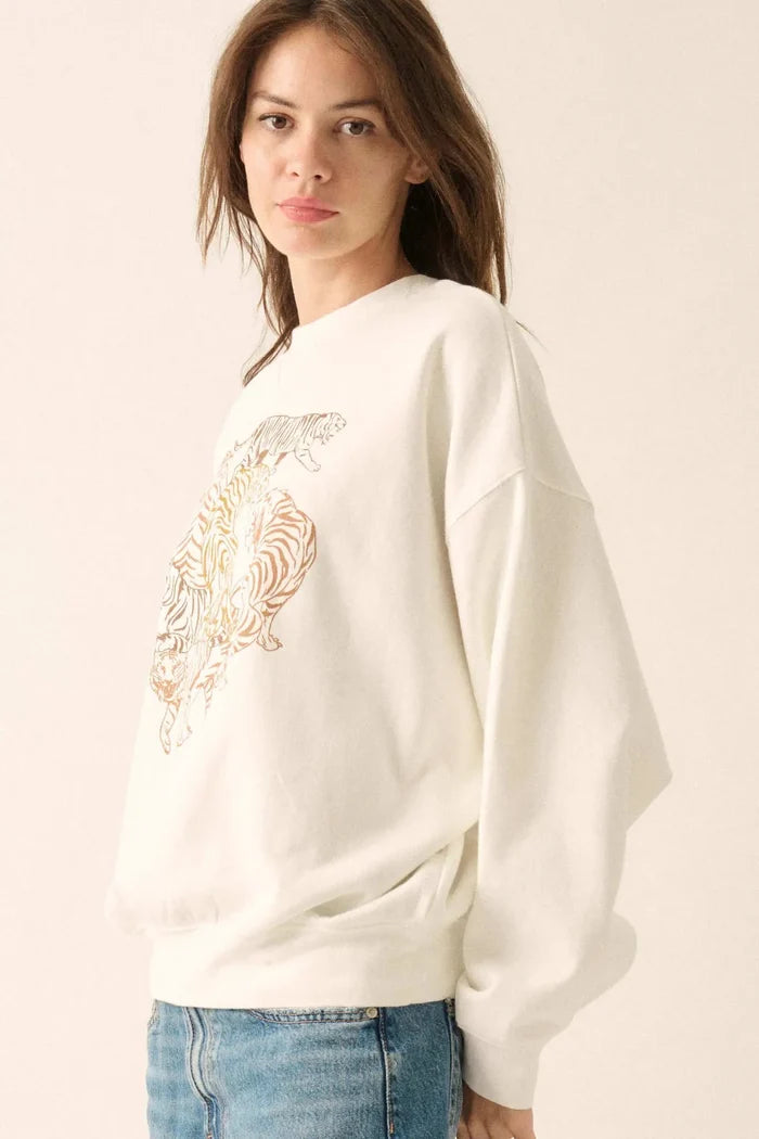 Tiger Troupe Oversize Graphic Sweatshirt - ShopPromesa