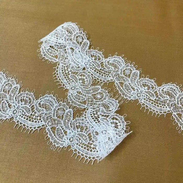Timeless Decorative Floral Border White Lace | Width 5.5cm (2.2 inches) 55mm | SKU-FML-27