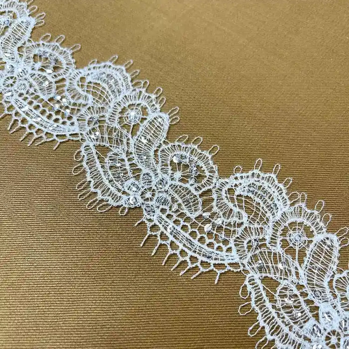 Timeless Decorative Floral Border White Lace | Width 5.5cm (2.2 inches) 55mm | SKU-FML-27