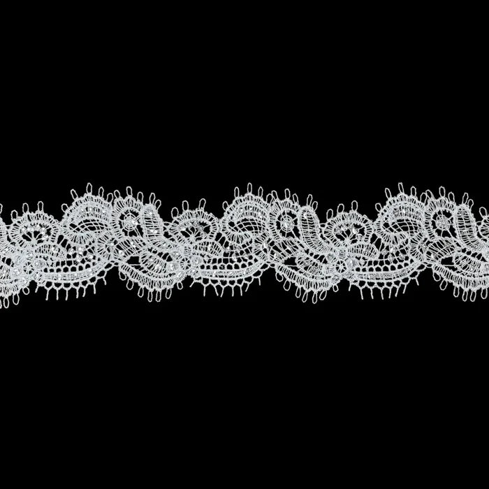 Timeless Decorative Floral Border White Lace | Width 5.5cm (2.2 inches) 55mm | SKU-FML-27