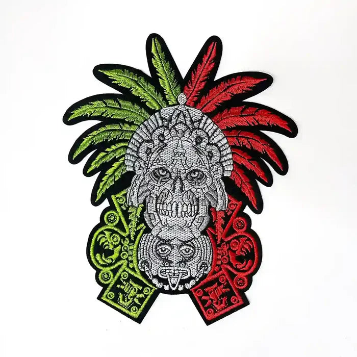 Tricolor Aztec Sun Stone Hot-Fix Patch
