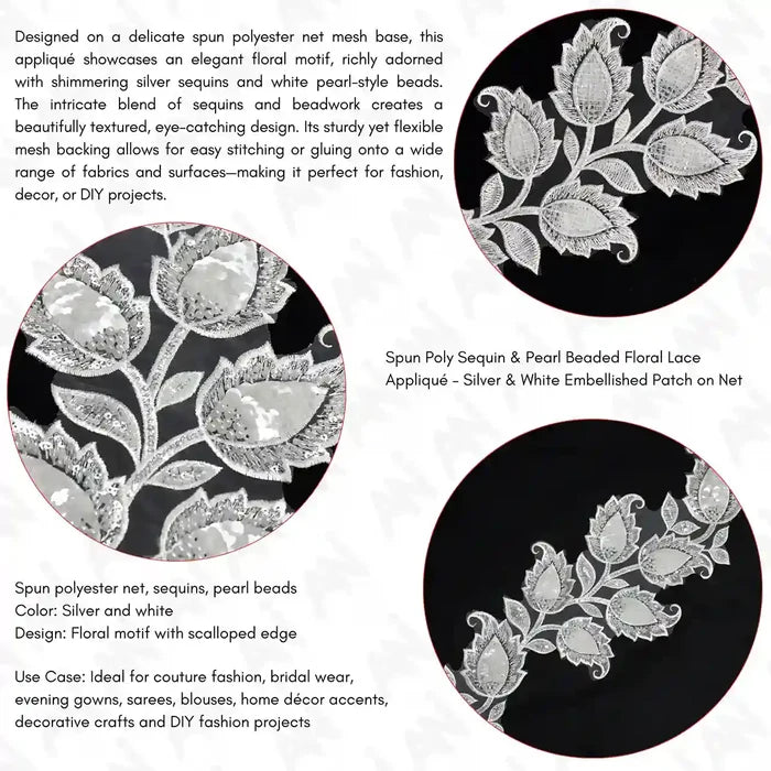 Tulip Flower 1 Meter Sequins Lace