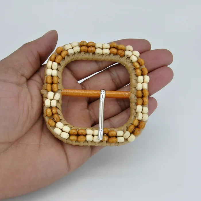 Two-Tone Raffia Wrapped Buckle