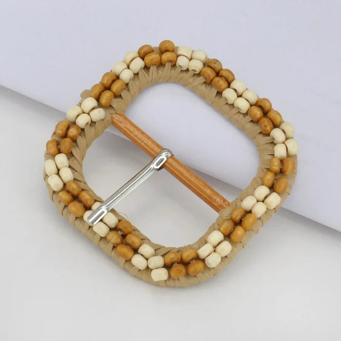 Two-Tone Raffia Wrapped Buckle
