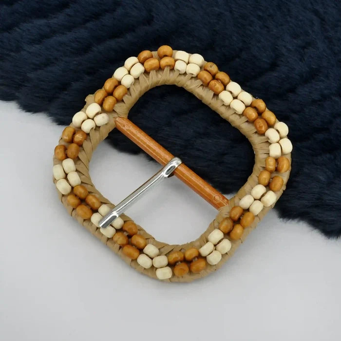Two-Tone Raffia Wrapped Buckle