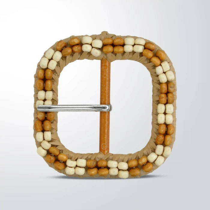 Two-Tone Raffia Wrapped Buckle