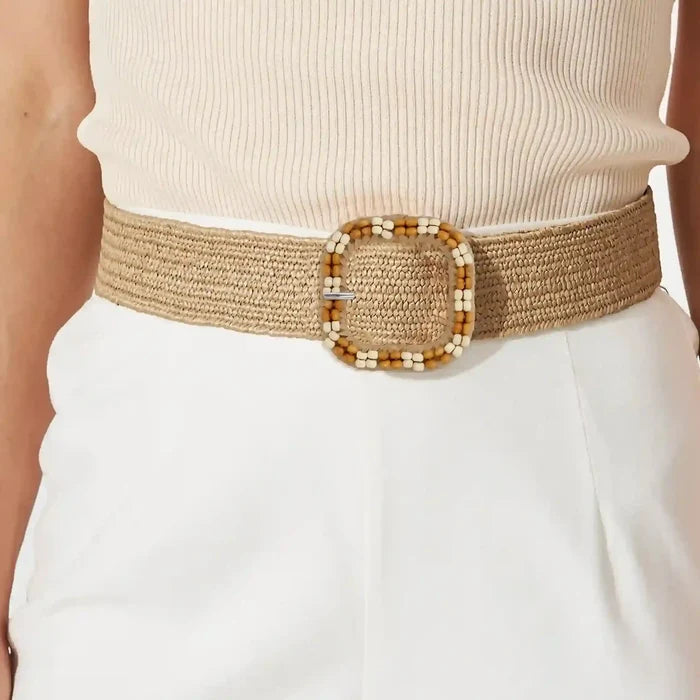 Two-Tone Raffia Wrapped Buckle