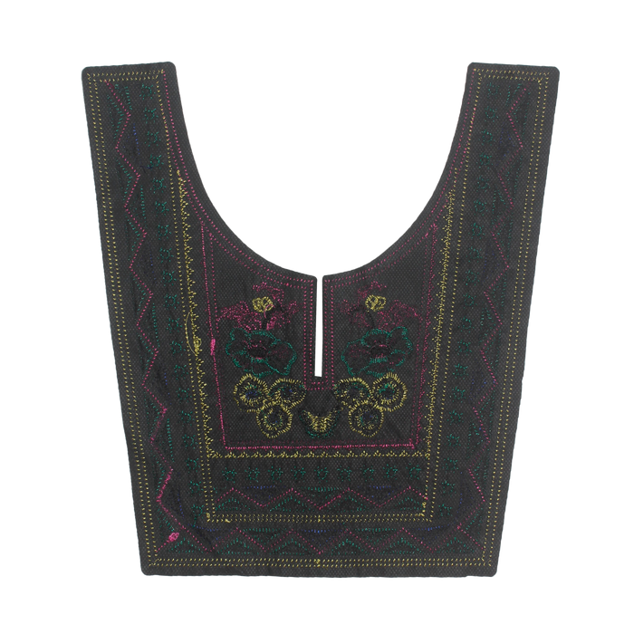 U Shape Multicolor Embroidery Neckline