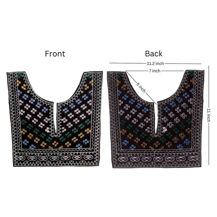 Front and Back Stylish U Shape square embroidered neckline by Ani Accessories displaying clean lines, ethnic elegance and quality craftsmanship