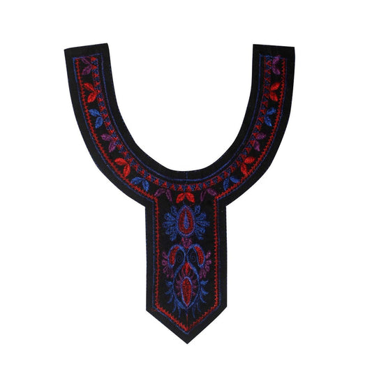 U shape vibrant color scoop neckline with rich embroidery and smooth curves for ethnic dresses by Ani Accessories