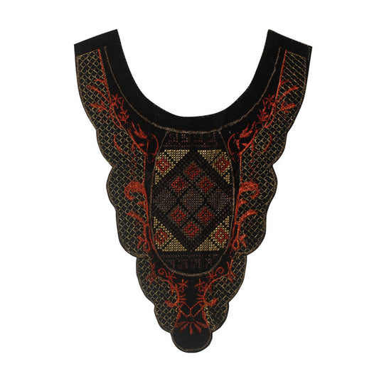 U Shape Vibrant Red Yoke  Scoop Neckline