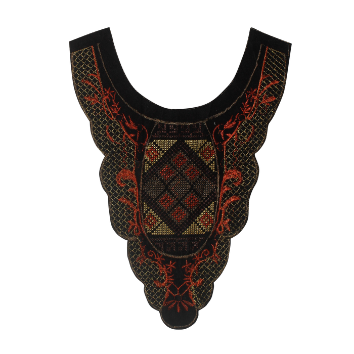 U Shape Vibrant Red Yoke  Scoop Neckline