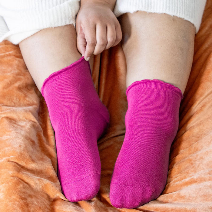 Ultimate Bamboo Ankle Socks - 3 Pairs in Hibiscus
