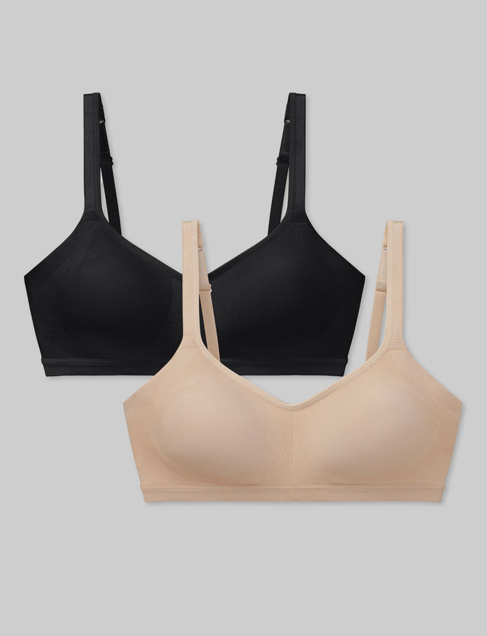 OLD::Ultimate Comfort Wireless Seamless Bra (2-Pack)::Black/Butter Scotch