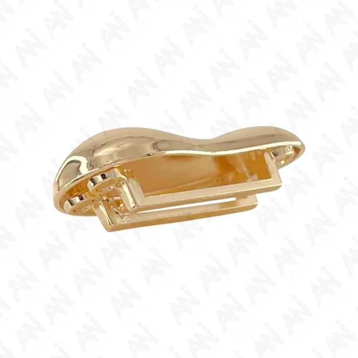Ani Accessories Unique Bean  Design Metal  gold Buckle in the side  view in the white background.