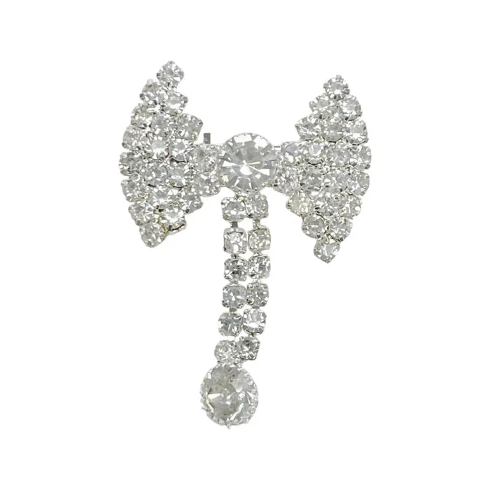 Unisex Rhine Stone Bow Brooch for Occasion with Sparkling Crystals and Elegant Design